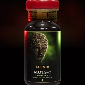 Флакон MOTS-c от Elexir Peptides, с Деметра на етикета
